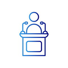 Declare crisis management icon with blue gradient outline style. invoice, letter, diploma, office, passport, checklist, result. Vector Illustration