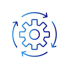 Recovery crisis management icon with blue gradient outline style. rebuild, settings, technology, circle, service, business, info. Vector Illustration