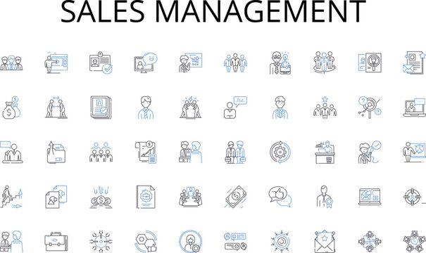 Sales management line icons collection. Furniture, Dinner, Work, Coffee, Desk, Surface, Picnic vector and linear illustration. Games,Family,Dining outline signs set