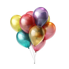 Colorful ballon. Transparent isolated background. AI generated
