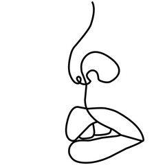Lips One Line Drawing 