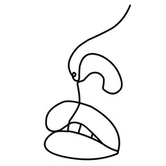 Lips One Line Drawing 