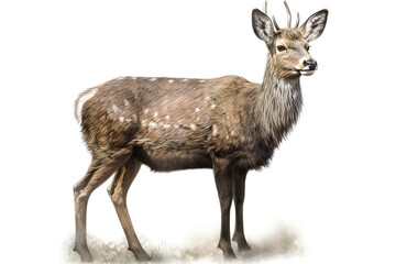 Drawing style scientific illustration of a huemul. Generative AI.