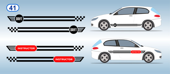 Car side door sticker stripe design. Auto vinyl decal template. Suitable for print or cut (Silhouette, cricut cameo etc.) Scaling without loss of quality for different car model. © galolines