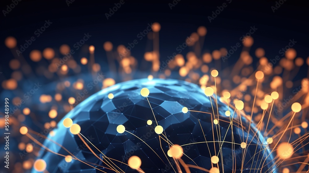 Wall mural global network technology - 3d rendered abstract image. technology concept
