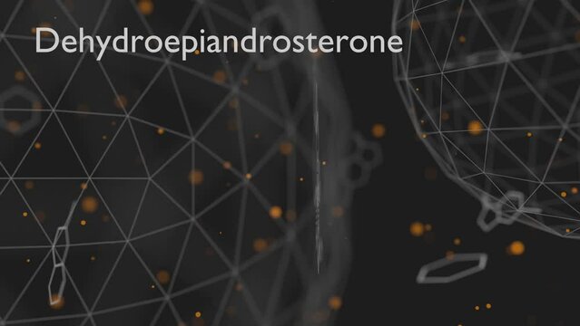 Androstenone or dehydroepiandrosterone chemical formula. Neurotransmitter and human hormones in brain