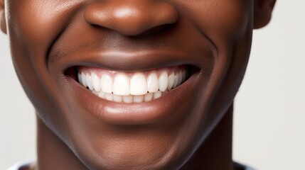 A close up of a man's mouth with bright white teeth