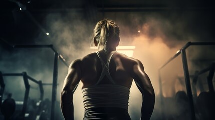Fitness woman in the gym, Back muscles, Beautiful body, Workout, Generative AI