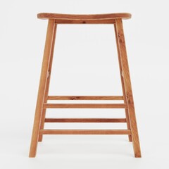 Realistic 3D Render of Wooden Stool