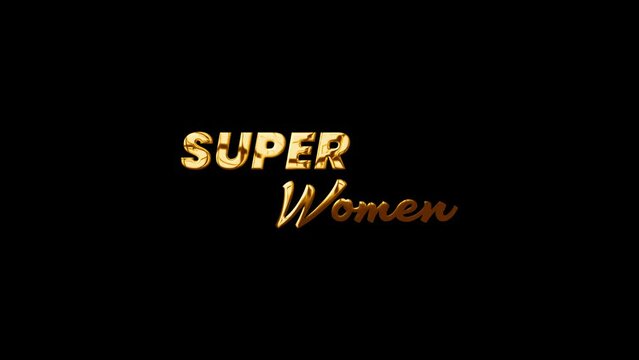 Super Mom Greeting Card Animated Text. Great for Super Mom Celebrations Around the World. 4k video greeting card. superhero Day. supermom gif animation golden color.