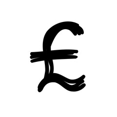 Scribble currency money finance sign icon Pound GBR. Vector illustration in hand made cartoon doodle style isolated on white background. For business, presentation.