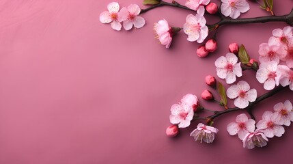 Obraz na płótnie Canvas Sakura on Pink Background, Image Ai Generated