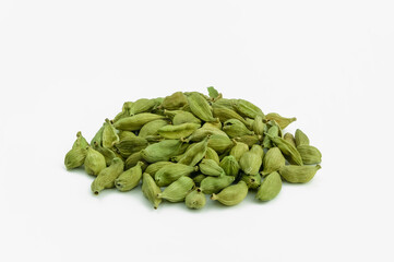 dried cardamom seeds isolated on white background