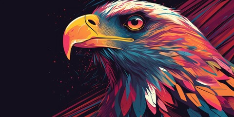 Fototapeta premium American Eagle in Pop art style illustration. Vibrant colors and bold lines . Generative AI