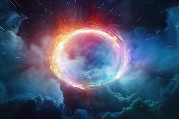 Obraz premium Circle ring in space, futuristic concept. AI