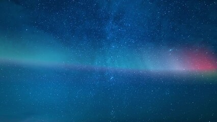 Aurora Glowing Milky Way Time Lapse in Blue Night Sky