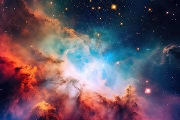 Fototapeta na wymiar Infinite space background with nebulas and stars. AI