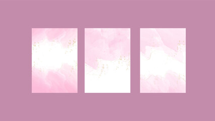 Set of pink abstract watercolor background for your design. Vector illustration