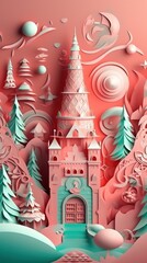 Beautiful colorful paper cut art design. Generative AI