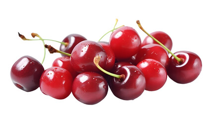 Multiple cherries isolated transparent background png Generative AI