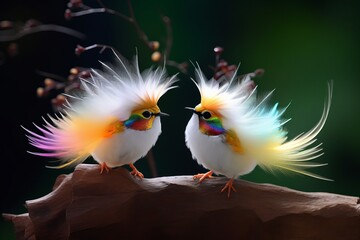 Delicate small birds and bright, beautiful, sparkling colors. from generative ai