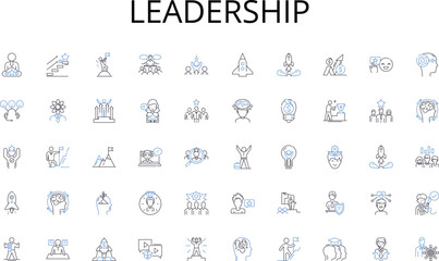 Leadership line icons collection. Loyalty, Persistence, Tenacity, Devotion, Determination, Passion, Perseverance vector and linear illustration. Faithfulness,Endurance,Sacrifice outline signs set