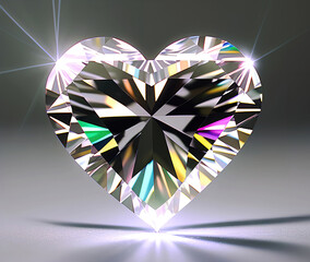 Heart shaped diamond, beautiful sparkling transparent diamond gemstone. Generative Ai.