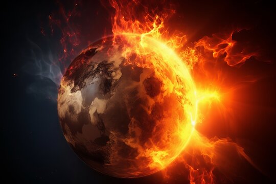 Fusion fire and earth dramatic background from generative ai
