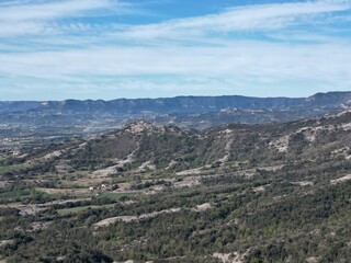 Fototapeta na wymiar Aerial view of dry spanish forest on a mountain