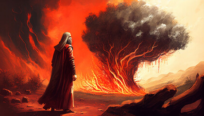 Moses and the Burning Bush painting . Generative AI