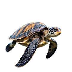 Fototapeta premium Loggerhead sea turtle, isolated, transparent background, no background. Generative AI.