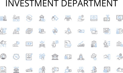 Investment department line icons collection. Innovation, Competition, Capitalism, Entrepreneurship, Market, Profits, Investment vector and linear illustration. Efficiency,Growth,Sustainability outline