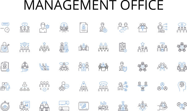 Management office line icons collection. Guitar, Strings, Soundhole, Pickup, Luthier, Fretboard, Resonator vector and linear illustration. T,Amplifier,Bridge outline signs set