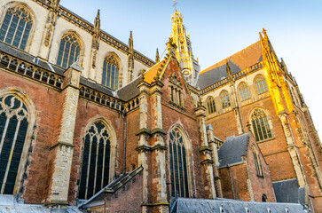 The Grote Kerk or St.-Bavokerk, a Reformed Protestant church and former Catholic cathedral in the city of Haarlem; The Netherlands.