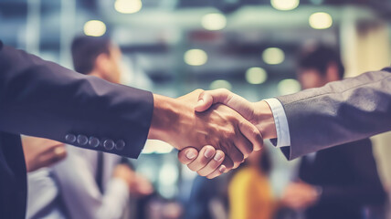 businessman handshake for teamwork, successful Business deal partnership concept, Generative AI - obrazy, fototapety, plakaty