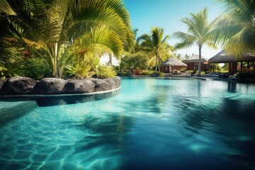 Tropical resort pool, generative ai