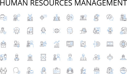 Obraz premium Human resources management line icons collection. Efficiency, Innovation, Collaboration, Synergy, Streamlining, Integration, Expansion vector and linear illustration. Agility,Scalability,Automation