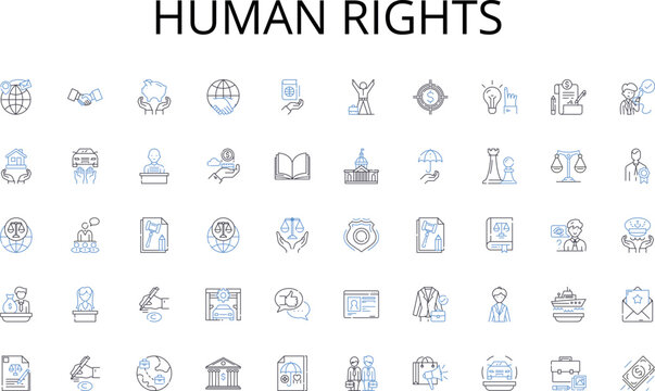 human rights line icons collection. Accountability, Authority, Transparency, Ethics, Compliance, Oversight, Decision-making vector and linear illustration. Leadership,Stewardship,Regulation outline