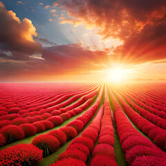 Obraz premium sunset over the field
