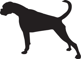 Vector Silhouetten Boxer dog. Outliner vector black boxer dog icon.
