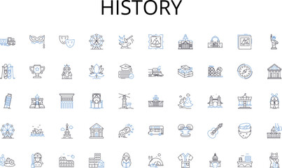 History line icons collection. Autonomy, Sovereignty, Freedom, Rights, Liberties, Privileges, Choices vector and linear illustration. Options,Flexibility,Independence outline signs set
