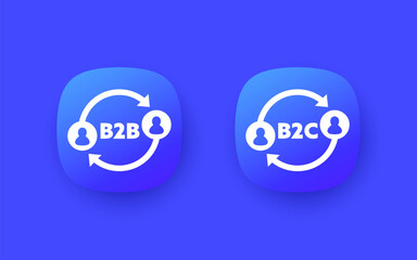 b2b and b2c icons, vector