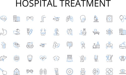 Hospital treatment line icons collection. Views, Thoughts, Beliefs, Perspectives, Impressions, Notions, Sentiments vector and linear illustration. Attitudes,Judgements,Standpoints outline signs set