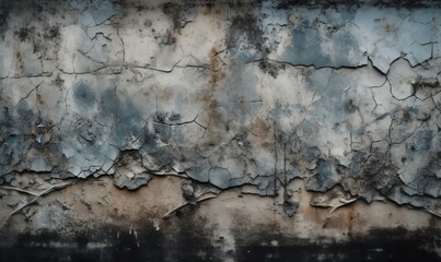Fototapeta premium a wall that has a bunch of cracks in it and some paint on it. generative ai