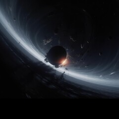 Obraz premium Dark Vortex Swallowing Everything. Abstract image of a Black hole. Generative AI