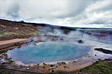 Geysir, źródła geotermalne, Islandia, Złoty krąg - obrazy, fototapety, plakaty
