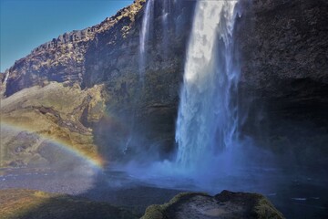 wodospad Seljalandsfoss, Islandia - obrazy, fototapety, plakaty