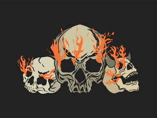 fire skull head design illustration, vector 