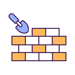 Bricklaying Color Vector Icon which can easily modify

