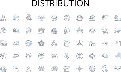 Distribution line icons collection. Strategic, Partnership, Collaboration, Joint venture, Synergy, Synergistic, Mutualism vector and linear illustration. Cooperation,Alliance,Affiliation outline signs